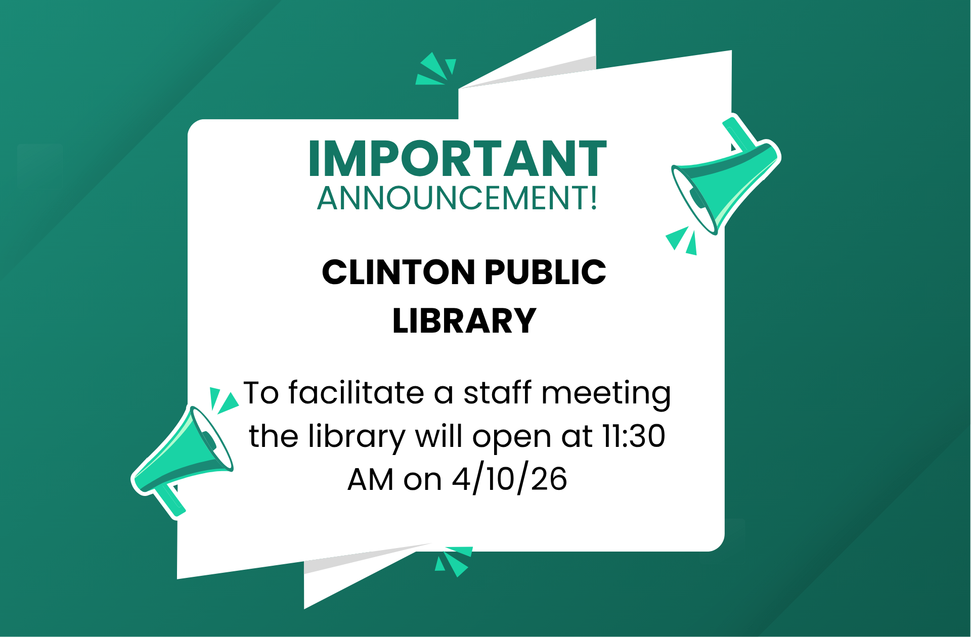 Late opening for Staff Meeting